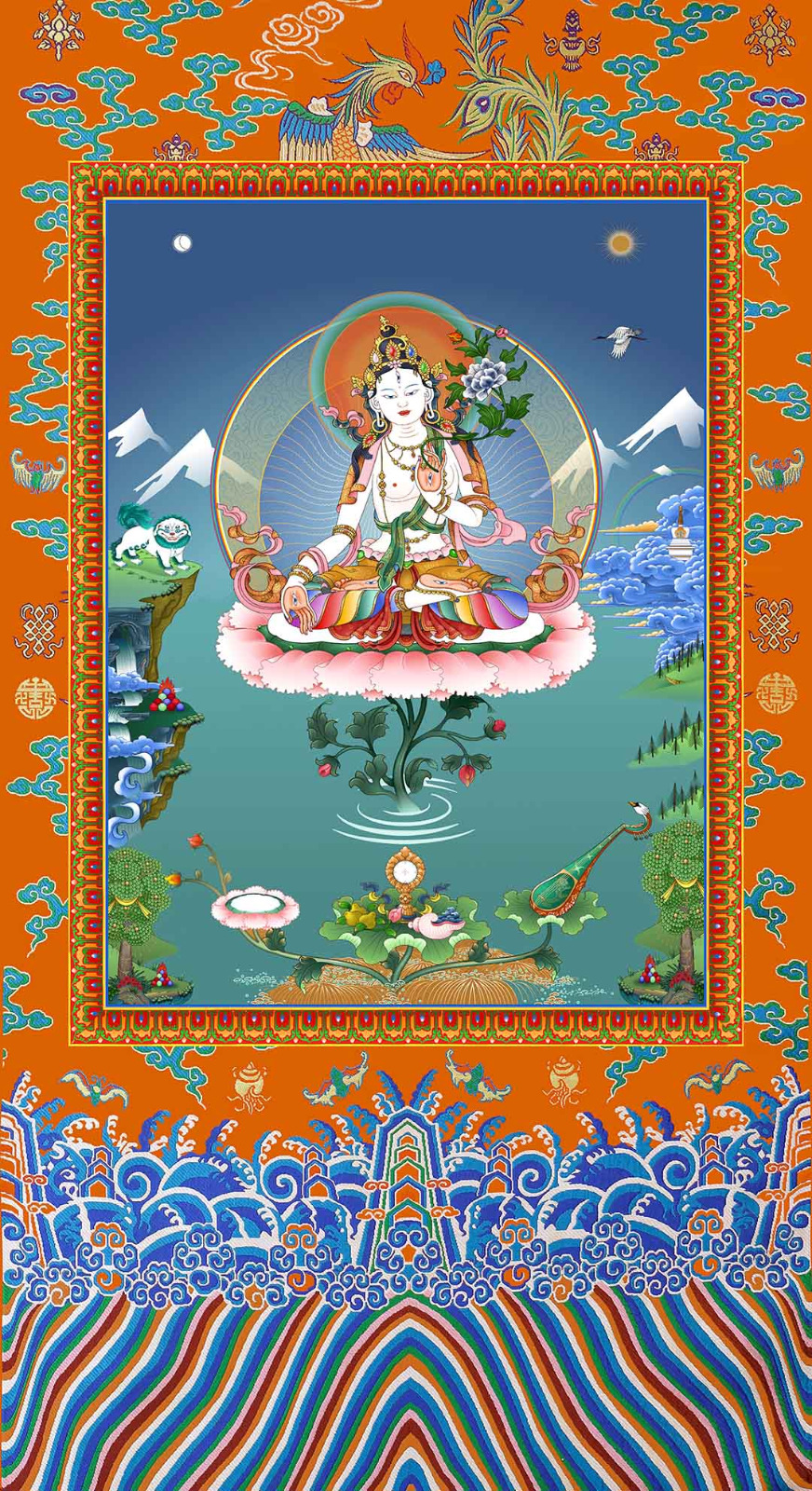 Tibetan Wall Hanging Thangka White Tara Devi 1