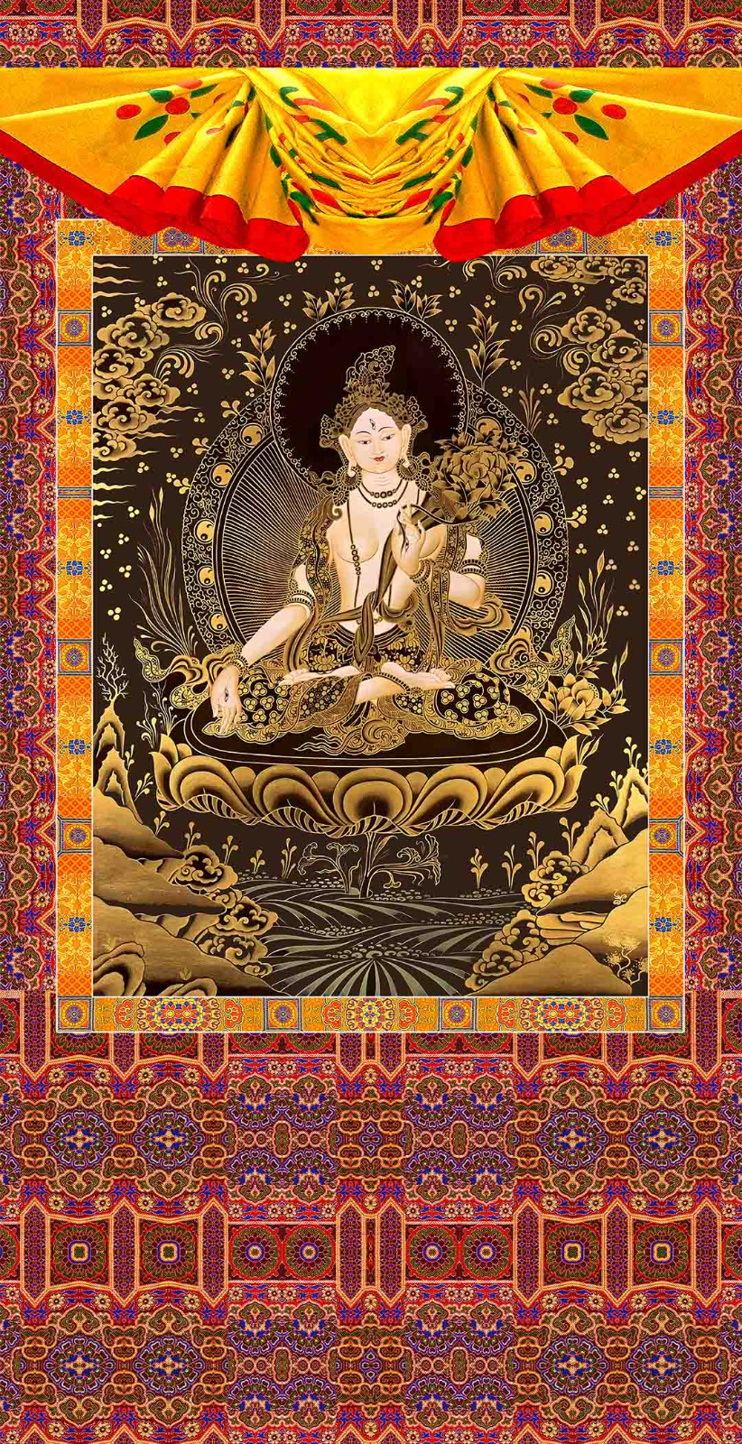 Tibetan Wall Hanging Thangka White Tara Devi 3