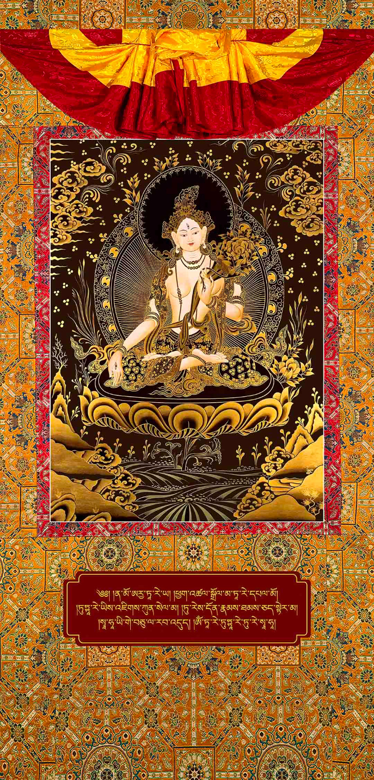 Tibetan Wall Hanging Thangka White Tara Devi 4