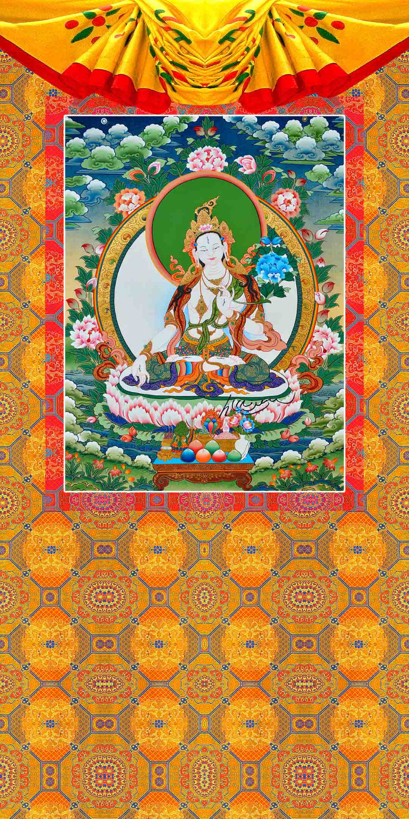 Tibetan Wall Hanging Thangka White Tara Devi 5